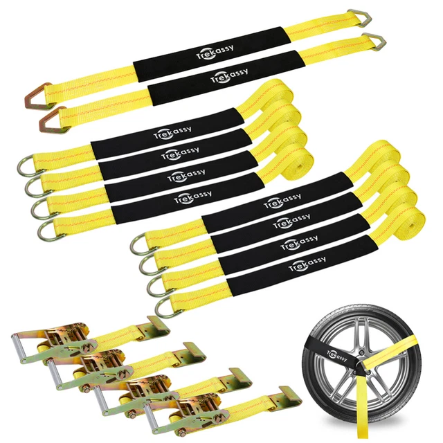DE Spanngurt Zurrgurr Auto Transport 4x 50mm Radsicherung PKW Reifengurt PKW DIN