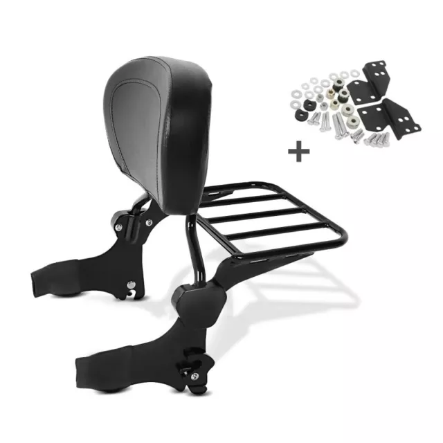 Sissy Bar + Gepäckträger + Docking-Kit für Harley-Davidson Touring 97-08 schwarz