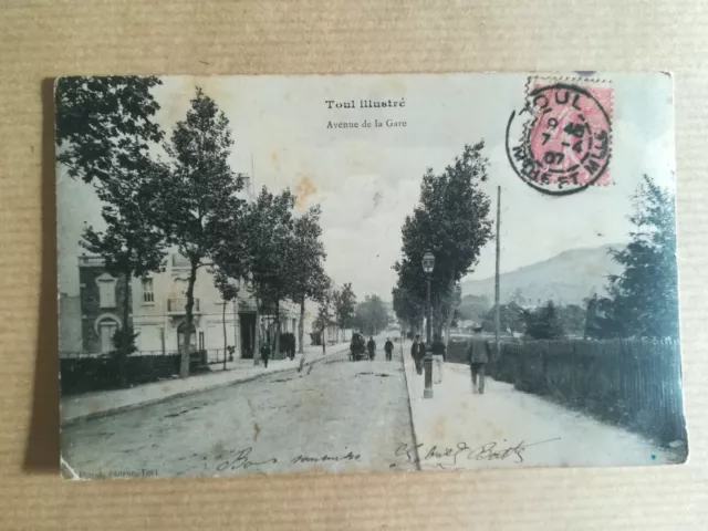 393 CPA - Toul - Avenue de la gare - 1907 - très animée
