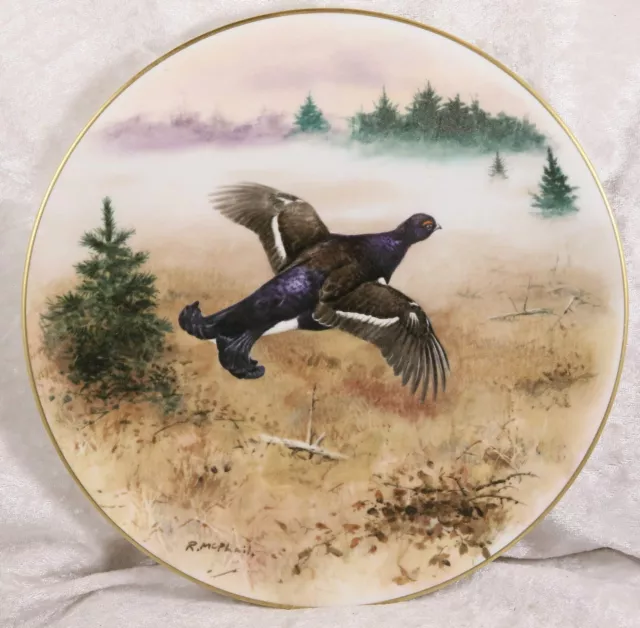 Coalport black grouse by Rodger McPhail Game Birds 8 inches across plate boxed