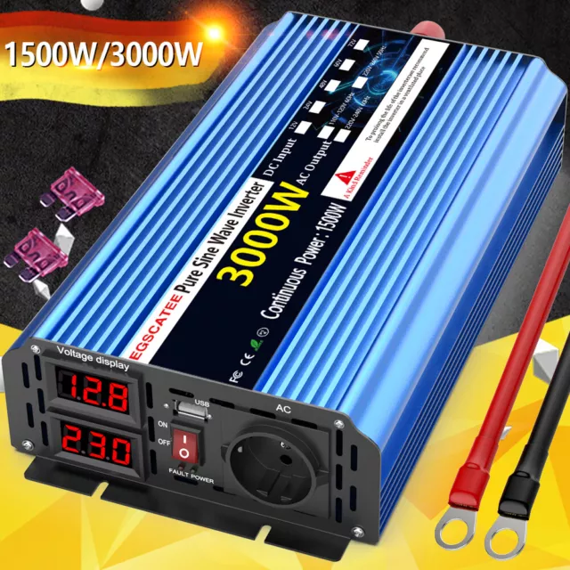 Inverter sinusoidale puro auto 3000 W 4000 W convertitore di tensione 12 V 24 V to230 V USB 2