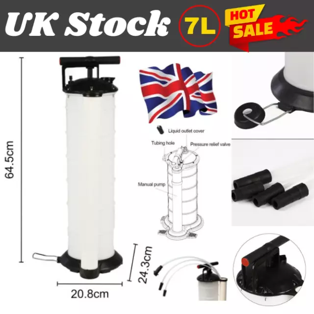 7L Pneumatic Manual Vacuum Oil Fluid Extractor Pump Petrol Fuel Transfer UK NEXT