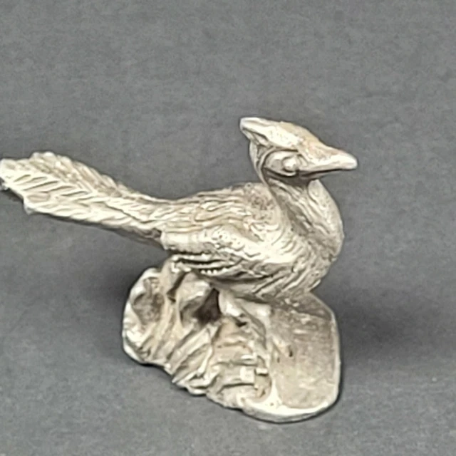 VINTAGE RAWCLIFFE FINE Pewter Roadrunner Bird Figurine Tiny Small 1980