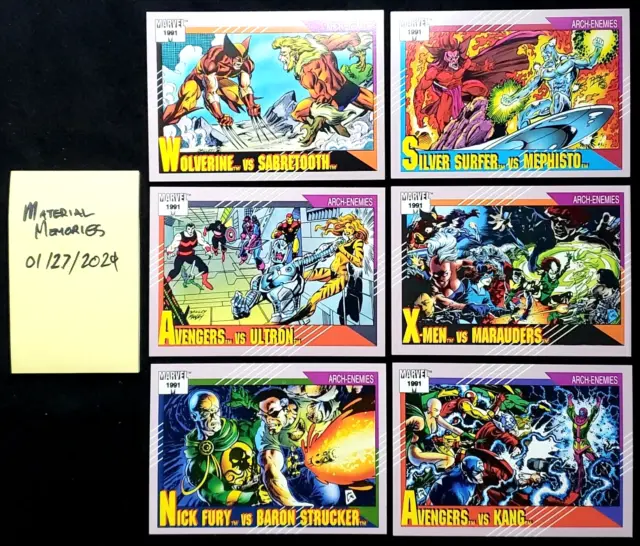 1991 Marvel Universe Series II Arch-Enemies 6 Card Lot in NM/MINT+ Condition