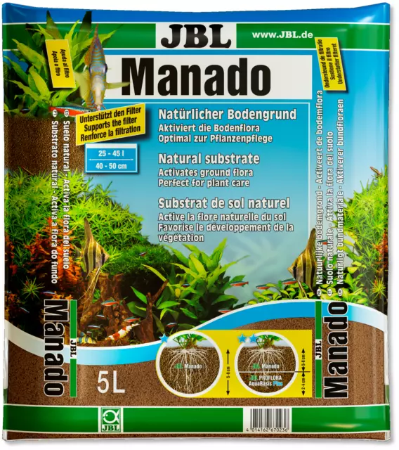 JBL Manado 5L substrato naturale attraente piantato acquario ghiaia sabbiosa