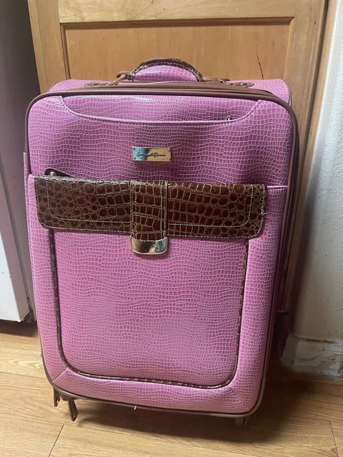 SAMANTHA BROWN classic CROC EMBOSSED 25" SPINNER WHEELED RADIANT ORCHID/CAMEL 6