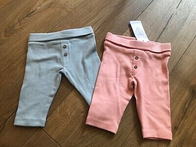 M&S Baby Girl bottoms 2 pair bundle leggings pink & blue age 0-3 months Bnwt