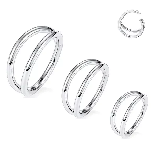 20G 18G 16G Steel Double Hoops Hinged Segment Clicker Nose Ear Tragus Helix Ring