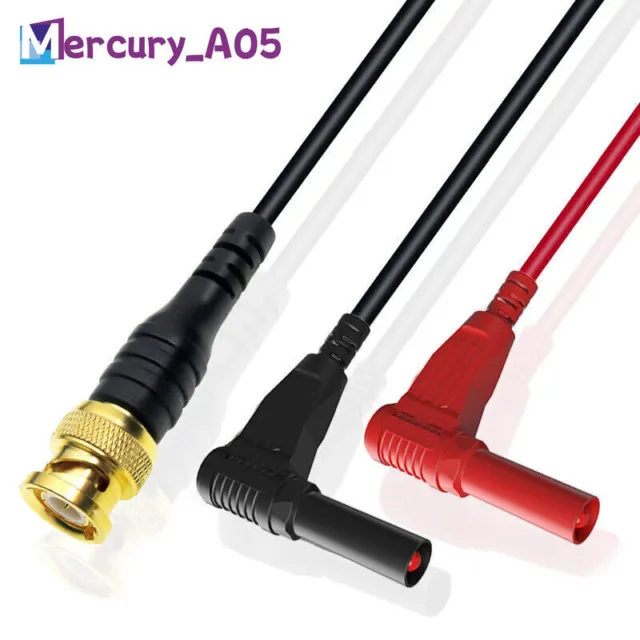 Gold Plated BNC Male Plug to Dual Safety 4mm Banana Plug Right Angle Test Lead