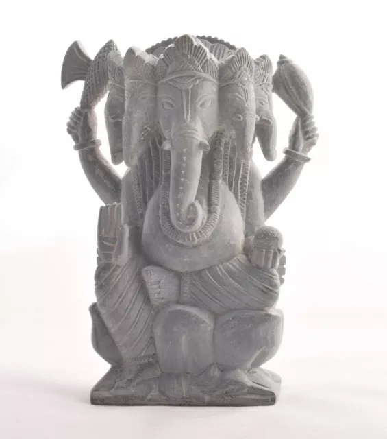 Lord Ganesha Ganpati 5 Face Ganesh Maharaaj Hindu God Antique Statue Grey Color