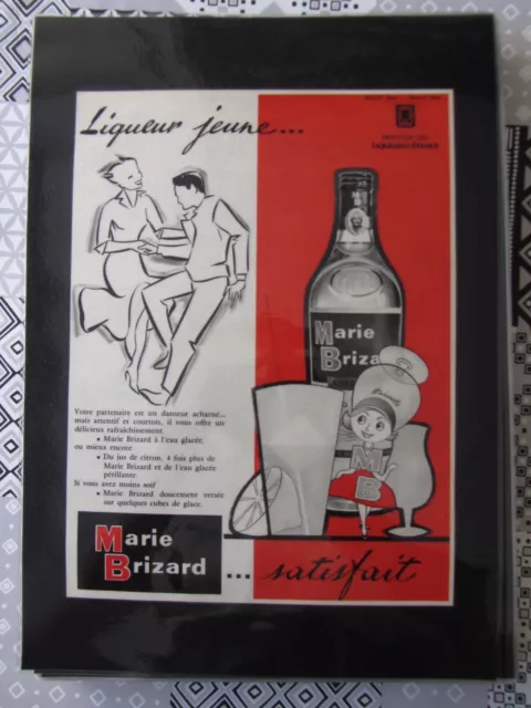 Ancienne publicité de presse originale plastifiée "MARIE BRIZARD" liqueur jeune