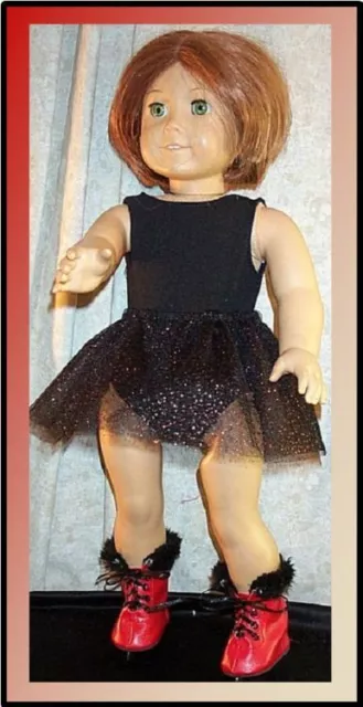 Doll Clothes Made 2 Fit American Girl 18"  Ice Skate Bodysuit Skirt Black Red