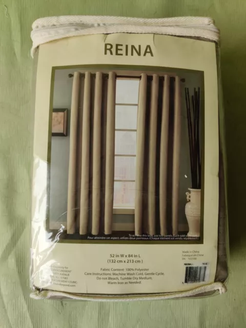 Brand New 52" x 85" Reina Tan Grommet Curtain Panel