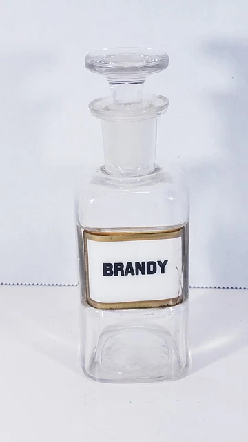 ANTIQUE LUG LABEL Under Glass Brandy Apothecary Bottle $19.99 - PicClick