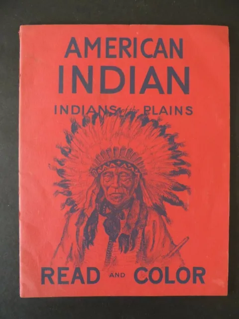 Vintage AMERICAN INDIAN Read & Color Book INDIANS OF THE PLAINS 1949 Eukabi