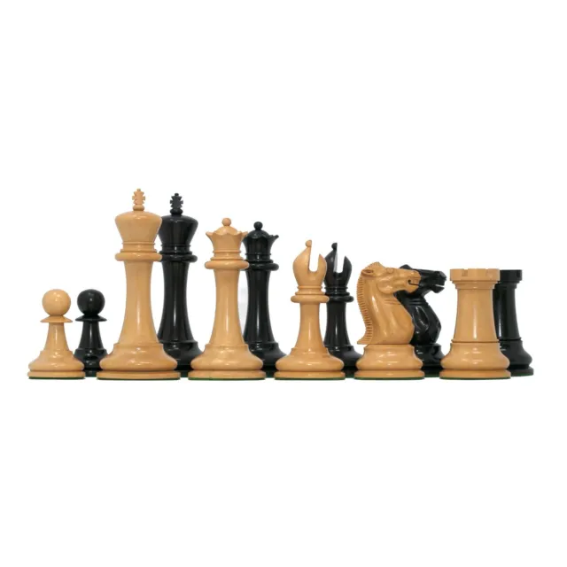 Emil Kemeny 1892-93 Reproduced Staunton 3.75" Chessmen in Non-Antiqued/Ebonised