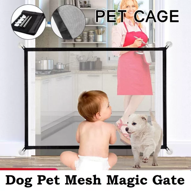 Dog Cat Pet Mesh Magic Gate Pets Barrier Baby Kid Safety Door Fence indoor Guard