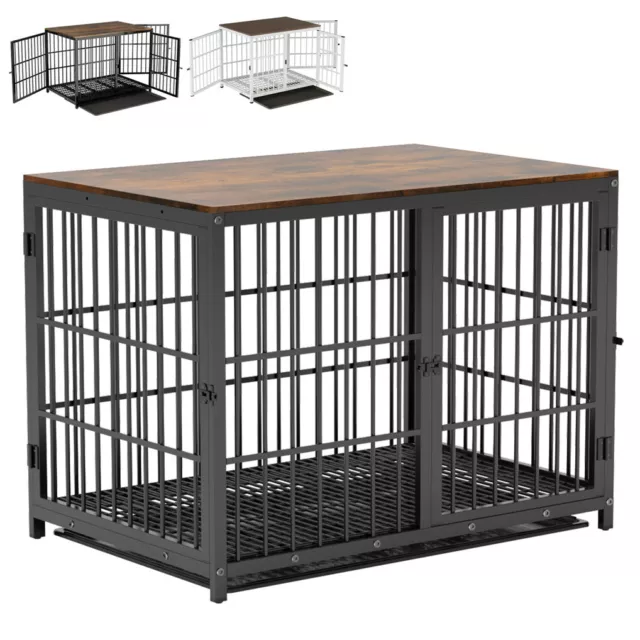 Spacious Large Dog Crate Kennel Heavy Duty Pet Cage Indoor Furniture with Tray
