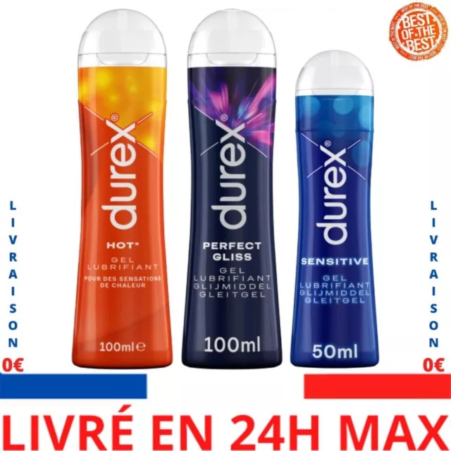Durex - Lot de 3 Gels Lubrifiants intimes - 1 Gel Hot Chauffant Stimulant 100ml
