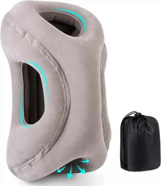 Inflatable Air Travel Pillow Support Kit Airplane Office Rest Neck Head Comfort
