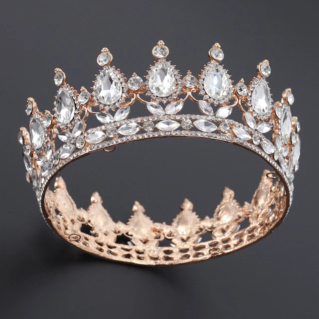 Couronne De Mariée Baroque – Diadème Strass Cristal – Pour Mariage, Bal, Soirée – Or Ou Argent – Accessoire Cheveux Féminin