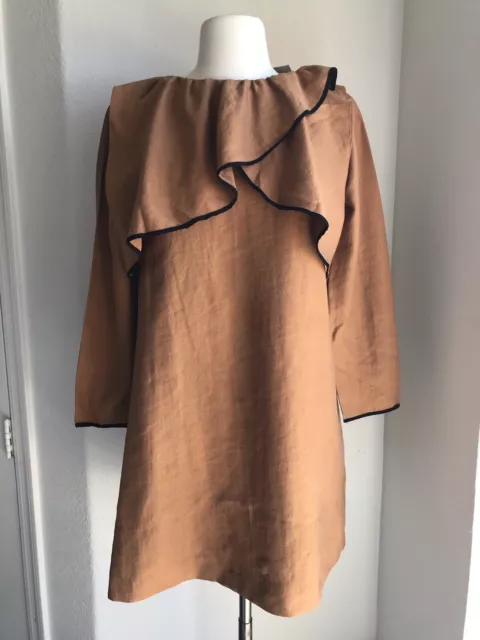 ZARA Kids Long Sleeve Dress Child size 13-14 Made in Morocco Brown & Black