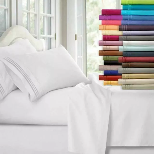 1800 Series 4 Piece Bed Sheet Set Hotel Luxury Ultra Soft Deep Pocket Sheets Set 2