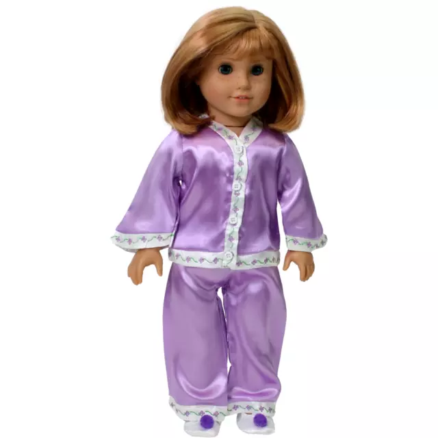 Nellie's Satin Pajamas with Slippers 18" Doll Clothes for American Girl Dolls