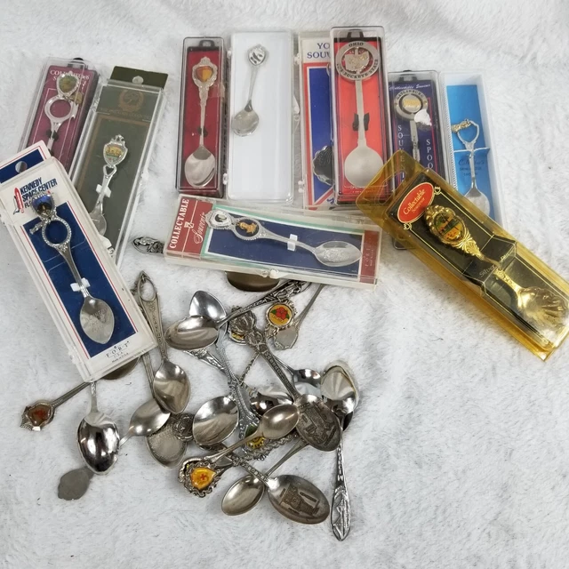 Souvenir Spoons, Lot of 29, Mixed sizes and styles
