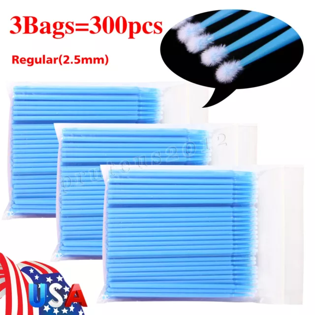 300 Pcs Dental Micro Brush Disposable Materials Tooth Applicators 2.5mm blue