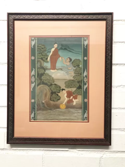 PAIR#1” Antique THAI MANUSCRIPT GOUACHE PAINTINGs - 19TH CENTURY - THAILAND