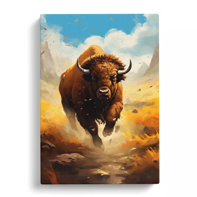 Buffalo Digital Art No.2 Canvas Wall Art Print Framed Picture Decor Living Room