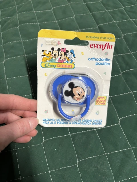 VINTAGE 1996 EVENFLO Disney Babies Mickey Mouse Blue Pacifier Clip On  Holder NOS $12.50 - PicClick