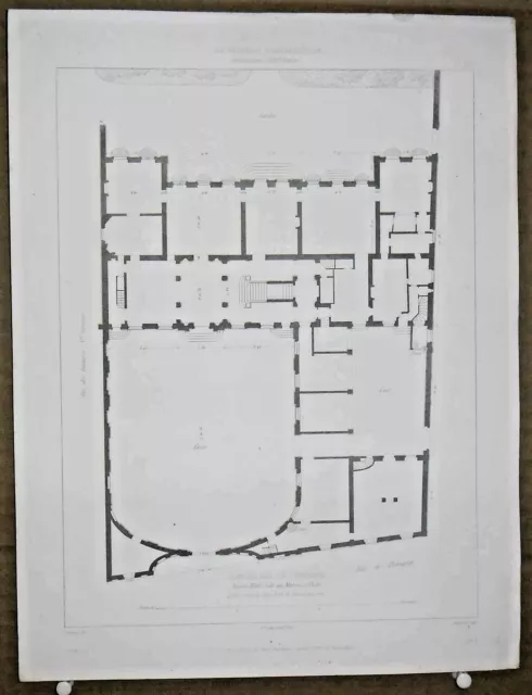 Engraving old Hotel Salé au Marais in Paris ground floor plan