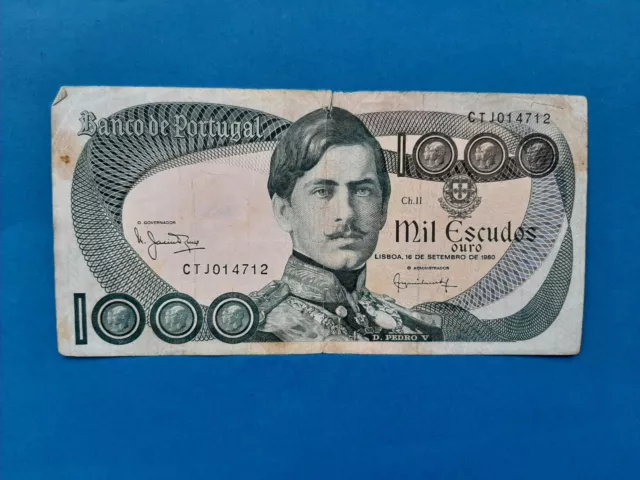 1 x 1000 Escudos Portugal / Geldschein Banknote vom 16.09.1980