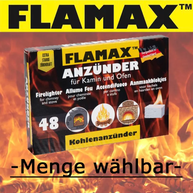48 - 2304 Stk im 48er Pack  Flamax Anzündwürfel Kaminanzünder Grillanzünder Ofen