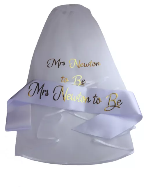 Personalised Veil, Hen Party Veil, Bride To Be, Mrs to Be, Personalised Sash