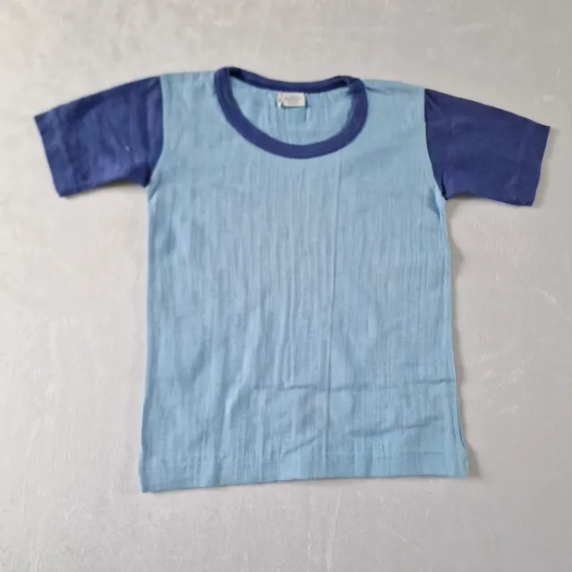Vintage 1970s Kids T-Shirt -6-7 Yrs- Blue Cotton Deadstock Disco KA95