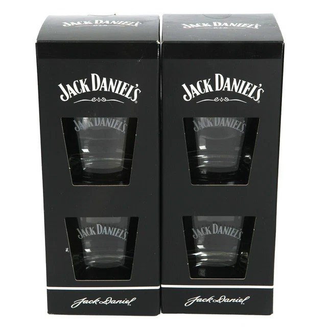 2 x 2 Jack Daniel's Rocks Glasses Tumbler Whisky Pair JD Home Bar Pub Man Cave T