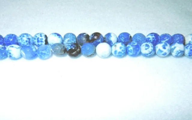 1 strand 8mm denim blue Beads Faceted Round Agate Natural Fire free post