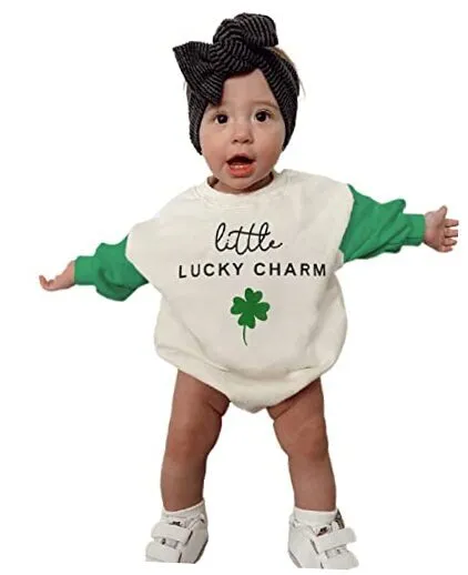 Infant Baby Girl Fall Winter Outfit Long Sleeve 3-6 Months S-clover Lucky-green