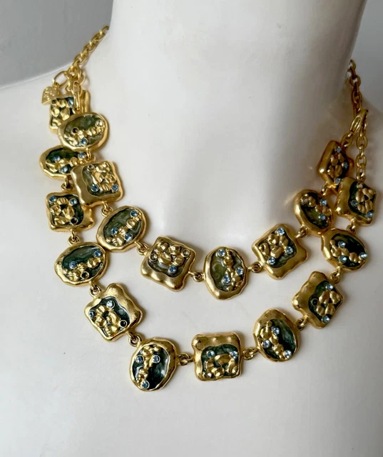 Collier Plaqué Or Ancien Avec Cristal - 57 Grammes - Bijou Vintage Occasion