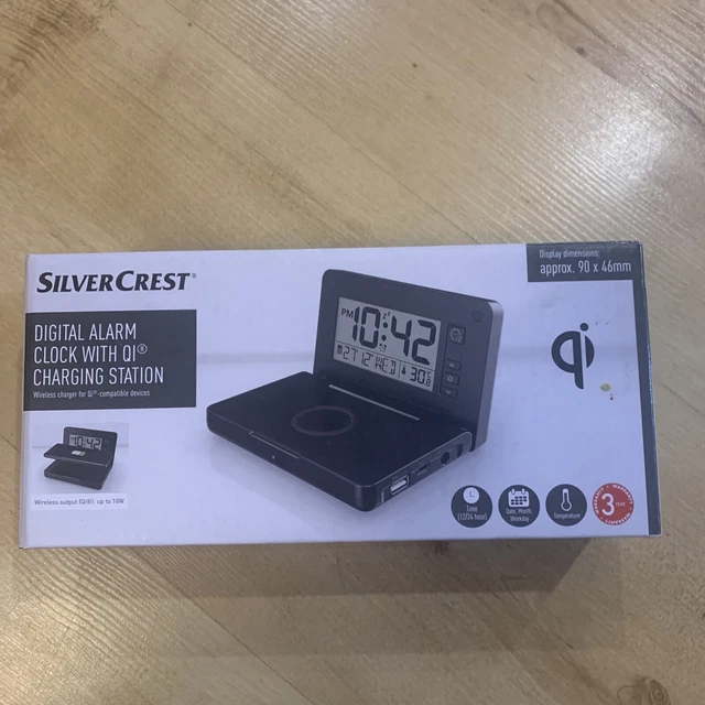 SILVERCREST DIGITAL ALARM Clock With QI Charging Station 90 X 46mm £30.99 PicClick UK