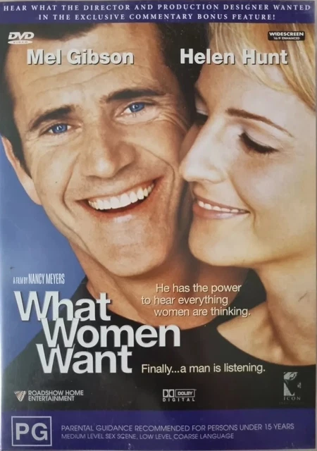 WHAT WOMEN WANT (DVD, 2000) Mel Gibson, Helen Hunt, Region 4 PAL - VGC 