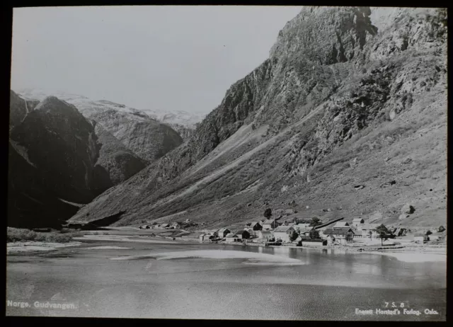 VINTAGE Magic Lantern Slide NORWAY NO14 GUDVANGEN C1930 PHOTO NORWEGIAN