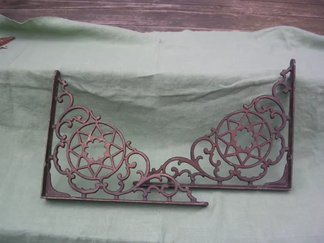 Antique Original Victorian Pair (2) Cast Iron Wall Shelf Brackets