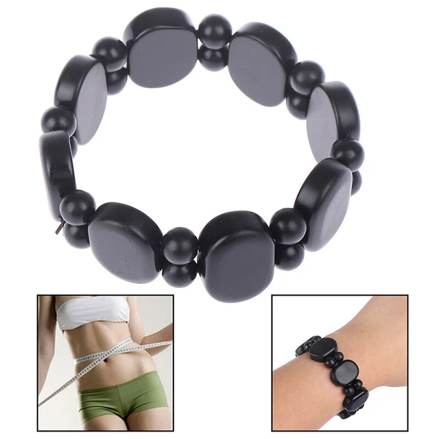 Hand Bracelet Natural Bianshi Beads Black stone Needle Women Men charm fash*SA