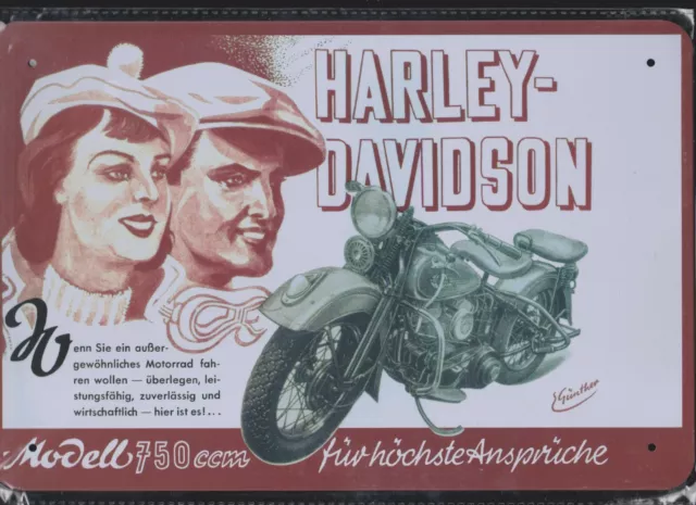 Harley Davidson Model 750ccm MOTORCYCLE Tin Metal Sign Man Cave Garage Bar Shed