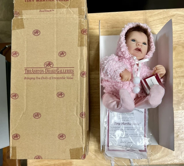 Ashton Drake Tiny Martha Viola RealTouch 10” Doll Linda Webb w/ Box Newborn Pink