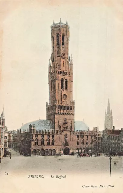 Bruges Belgique ~Le Beffroi~ 1900s Teinté Photo Carte Postale